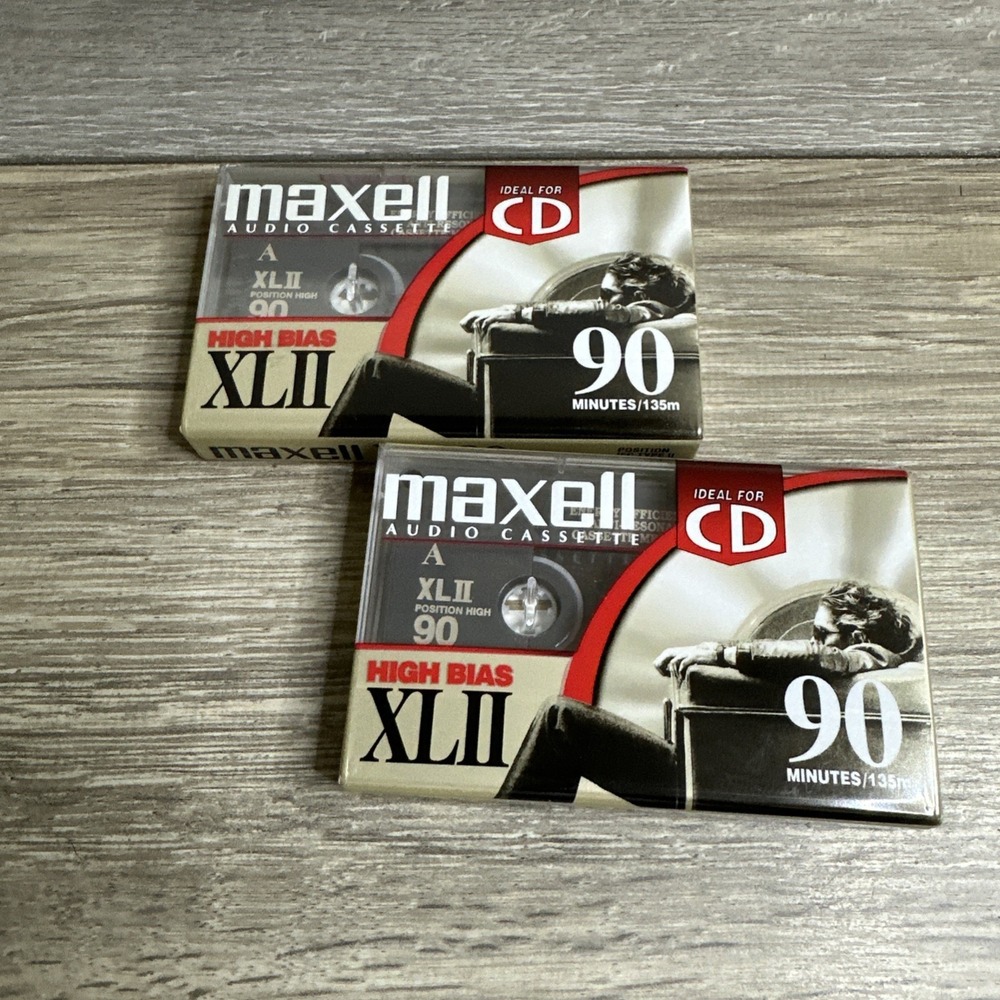 Lot of 2 Maxell XLII 90 High Bias Type II Audio Cassette Tapes Sealed New